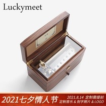 Luckymeet 78 Scale Music Box Walnut put jewelry Music Box Music Box Lettering Engraved photo