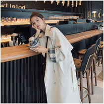 Japanese light luxury trench coat Womens Spring and Autumn long British style fashion temperament loose knee hanging coat