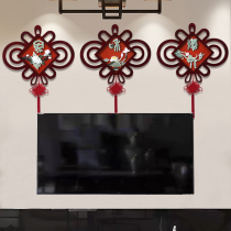 TV background wall decoration lucky Chinese knot pendant living room decorative painting new Chinese porch jade carving painting relief painting