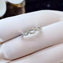 Platinum ring Female Moissan stone simulation diamond diamond ring Twist wave female ring Cross row diamond broken diamond tail ring row ring