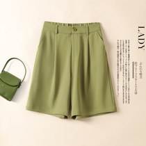 Shorts female summer high waist thin section straight cylinder casual a character wide leg Pants Ice Silk Snowspun 50% Pants Children Suit Pants