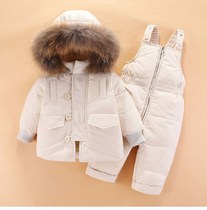 Counter childrens down jacket suit Baby hooded bib suit two-piece mens and womens childrens clothing new winter clothes