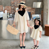 Fried Street pro-Daughter Dress Foreign Air Summer Clothing Holiday Windy Korean version Liandress Girl Caring Baby Loving Skirt Tidal Net Red