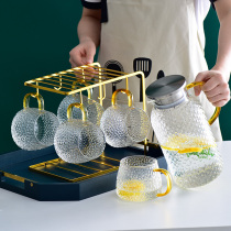 Cold kettle Hammer glass kettle high temperature resistant large capacity cold kettle home cool white open kettle set Nordic style