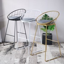 Iron Art Nordic Backrest Bar Bench Chair Golden Clothing Shop Front Desk High Foot Home Modern Minimalnet Red High Stool