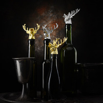 Creative wild grid Deer head wine mouth head Household Yeager Red wine stopper Wine stopper Zinc Alloy wine stopper wine pourer
