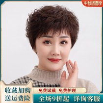 Charm Sidel wig female short hair new hair set short curly hair temperament middle-aged and elderly real hair mother wig set