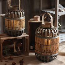 Handmade grass woven wind lamp candlestick Chinese model room Hotel bed and breakfast tea room decoration ancient ornaments Japanese retro