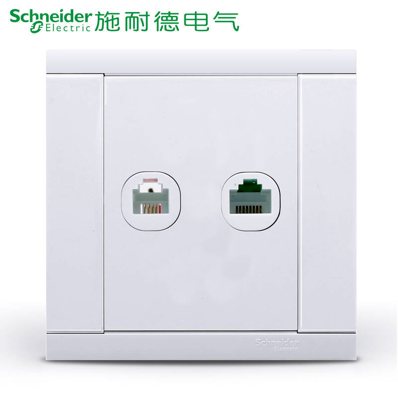 Schneider Switch Socket A5 Yingrun Series White Dual-Network Telephone Two-digit Computer Telephone Socket
