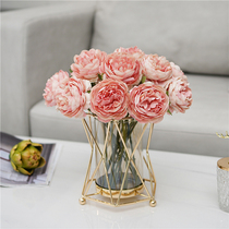 Creative hydroponic glass vase fake dried flower arrangement light luxury ornaments living room table coffee table high-grade floral decorations