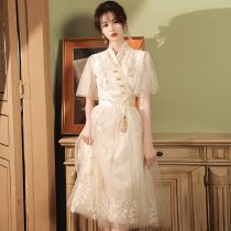 Champagne bridesmaid dress 2021 New Chinese style usually can wear spring and autumn small sister Group evening dress women Summer