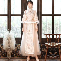 Chinese bridesmaid clothing 2021 New Chinese style thick warm long sleeve Xiuhe Sisters Group evening dress dress dress women winter