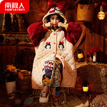 Coral velvet pajamas womens winter thick three-layer cotton set cute super thick flannel robe womens winter Long
