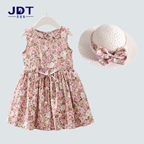  Girls  Dresses Summer 2021 Childrens skirts Floral childrens clothes Pure cotton sundress Korean princess baby summer