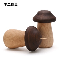 Solid Wood toothpick cylinder automatic mushroom Press pop-up toothpick box dining room living room creative household toothpick can cute