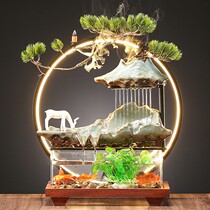 Zhaocai flowing water ornaments creative modern fish tank living room Rich office desktop fountain landscape opening decorations