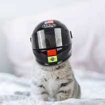  Pet English short blue cat cat mini helmet chest bag new motorcycle helmet modeling hat funny headdress