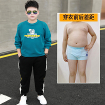  Big boy mens cotton suit Fat childrens clothing boys plus fat plus 9 fat childrens long-sleeved t12 pure cotton autumn tide 15 years old