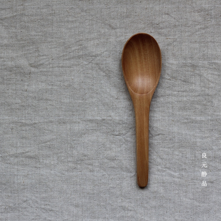 Good Yuan Stills Simple Japanese solid wood porridge spoon lotus chestnut spoon Big head to eat spoon
