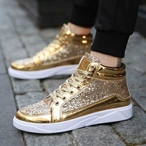 Hong Kong lovers high help shoes men Han version Tide Shoes Personality Rivets Punk Casual Shoes Golden Board Shoes Mens Shoes Trends