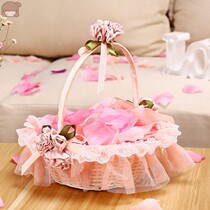 Wedding flower boy flower basket portable rattan lace lace knot wedding wedding decoration bridesmaid flower basket hand flower basket