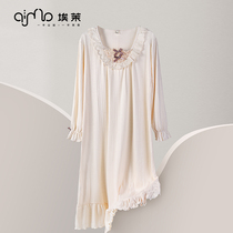 Emel AIMO Sleeping Dress Woman Spring Autumn Winter Pure Cotton Long Sleeve Advanced Sensual Girl Method Big Code Long and thin Sleeping Clothes