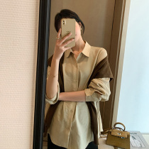 Touch Missgestational Maternity Spring Card with Loose Color Loose Collar Casual Shirt Slim Fit 100 Lap Shirt