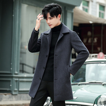 Autumn and winter mens woolen coat 2021 New wool woolen coat mens long windbreaker Korean version slim trend