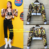 Fashion bar stage womens ultra-short comic umbilical hip-hop jacket Dance team ds performance suit new jazz dance