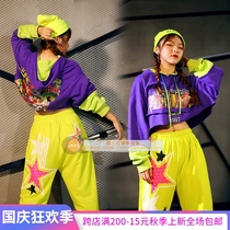 New Korean version of hiphop sweater women loose color street dance jacket jazz navel dancing jazz dance costume