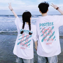 Different couples summer clothes 2021 new trend niche design sense short-sleeved very fairy net red T-shirt women