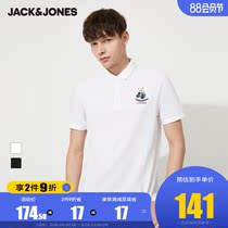 Jack Jones Summer T-SHIRT Mens POLO-SHIRT Panda EMBROIDERY PATTERN HALF-sleeved all-match LAPEL T-SHIRT