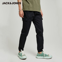  Jack Jones summer new mens thin cotton straight tube functional tie foot fashion tooling casual long pants
