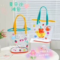 GO TO SLEEP transparent handbag girl beach bag portable swimming storage bag Jelly bag Hand bag