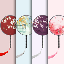 Tuan fan ancient wind long handle tassel fan female summer Chinese style ancient costume Hanfu cheongsam dancing children small round fan