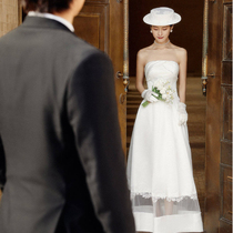 Tapered light wedding dress 2021 New Simple satin French temperament bridal forest line tour filmed the door gauze autumn