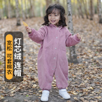 Baby anti-dirty clothes romper coveralls boys and girls one-year-old baby autumn one-piece coat large size crawling clothes