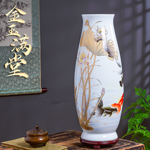 Jingdezhen ceramic hand-painted vase ornaments new Chinese home living room TV cabinet flower arrangement porcelain craft decorations