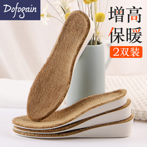 2 pairs of warm and increased insoles for men and women thickened and velvet cotton invisible full cushion Inner height cushion for winter Martin boots