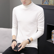 Autumn and winter half turtleneck sweater men Korean version of the trend slim solid color middle collar base shirt with knitwear