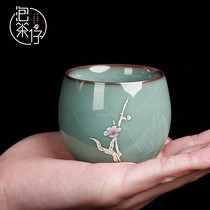 Guanyao iron tire ice crack teacup Tea set Large master cup Single cup Ceramic Kung Fu tea tea cup Tea cup Personality