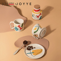 K11ArtStore JOYYE hand painted ceramic coffee cup pot combination set gift box mug creative gift