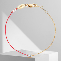 HK REDLINE little red rope bracelet Princess Square Diamond French Royal female life year white yellow 18K rose gold