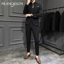 2021 suit suit suit male groom wedding dress business leisure interview job dress handsome black suit