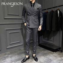 2021 summer Bo Xin Lang suit suit Mens business casual job interview Striped double breasted suit