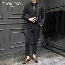 2021 autumn new suit suit suit men business professional dress slim dark stripe groom wedding dress
