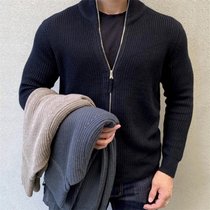MAKN muscle fitness zipper long sleeve autumn and winter New sweater stand collar polo shirt thick warm sports sweater