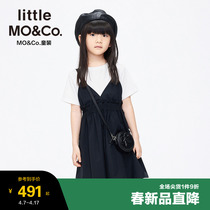 little moco children dress 22 spring summer dress new girl fake two short sleeves dress KBB1DRST20