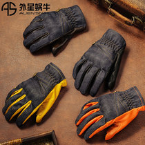 Alien snail V7 summer gloves V6 lambskin breathable men and women motorcycle riding retro anti-drop touch screen four seasons