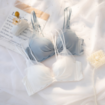 Latex underwear womens thin chest display small gathering adjustment type no steel ring girl summer white beauty back bra